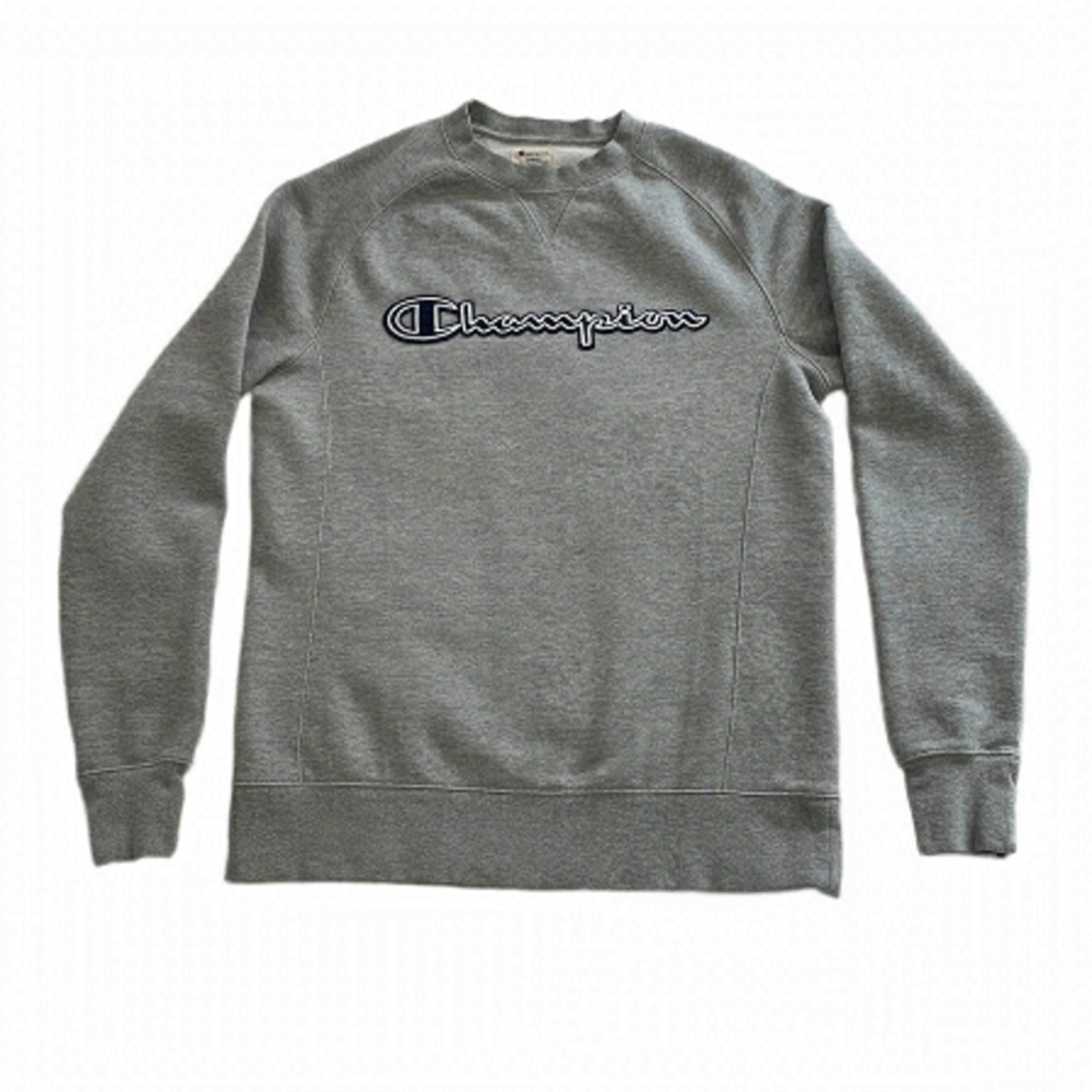 Champion Gray Heather Spellout Logo Crewneck Sweatshirt - Size Small